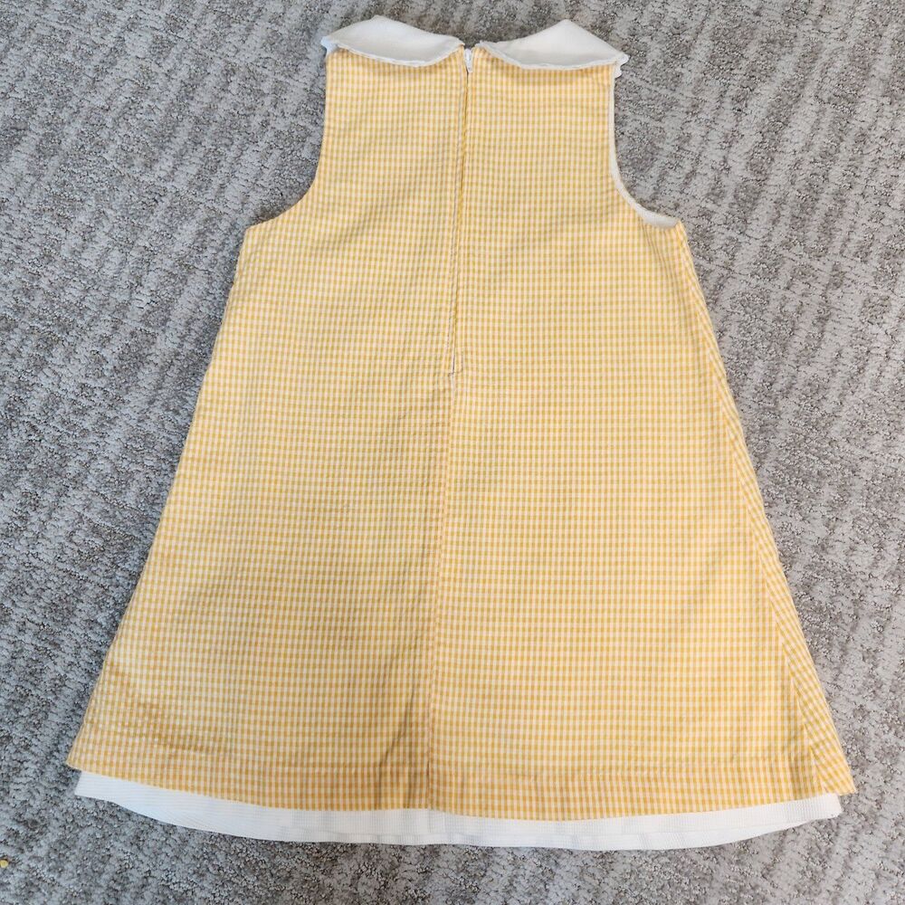 Little Bitty yellow gingham applique collar shift dress size 6 girls - Picture 7 of 8